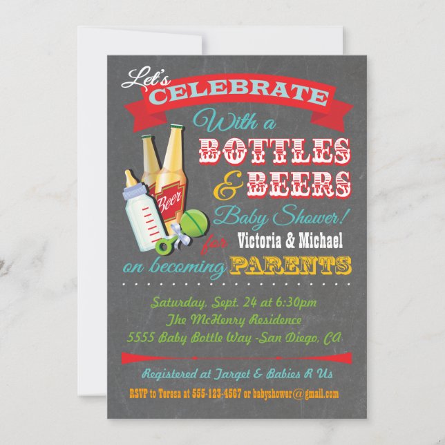 Bottles and Beer Baby Shower Invitations (Front)