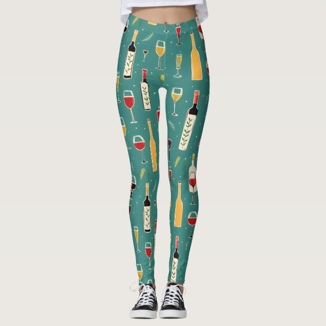 Bottles and Glasses Pattern Leggings (Front)