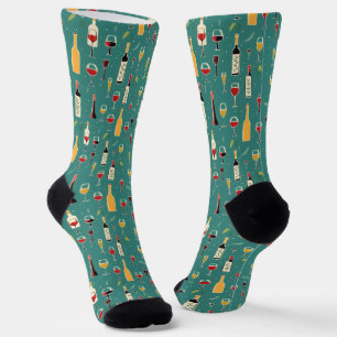 Bottles and Glasses Pattern Socks
