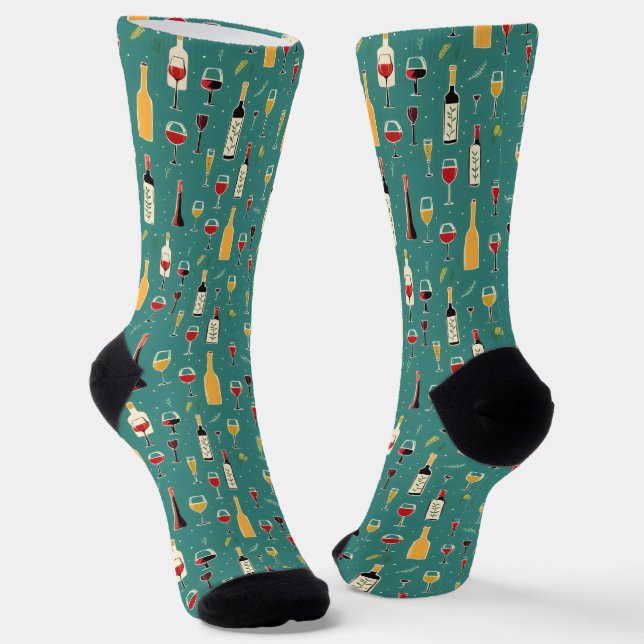 Bottles and Glasses Pattern Socks (Angled)