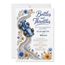 Bottles and Throttles F1 Baby Shower Invitation