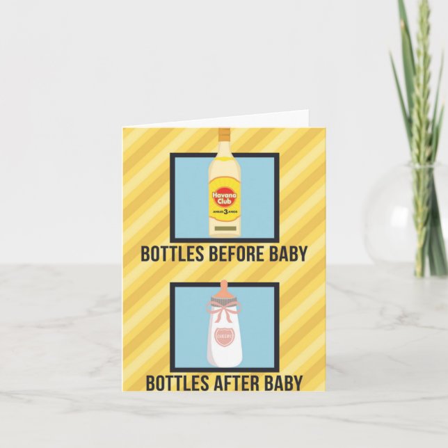 Bottles Before & After Funny Baby Shower Greeting Card (Front)