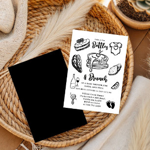 Bottles & Brunch Doodle Black Boy Baby Shower  Invitation