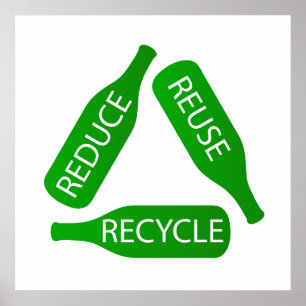 Bottles forming the recycle icon poster