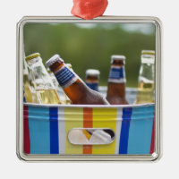 Bottles of beer in ice bucket