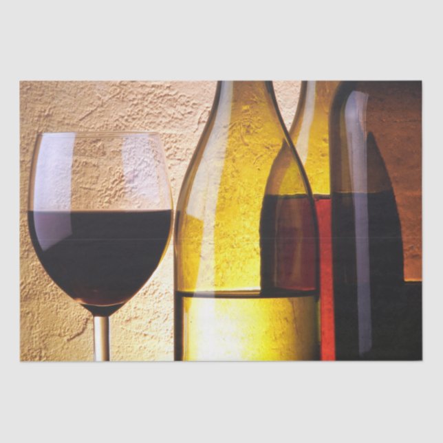 Bottles of Red & White Wine Glass of Red Wine  Tissue Paper (Front)