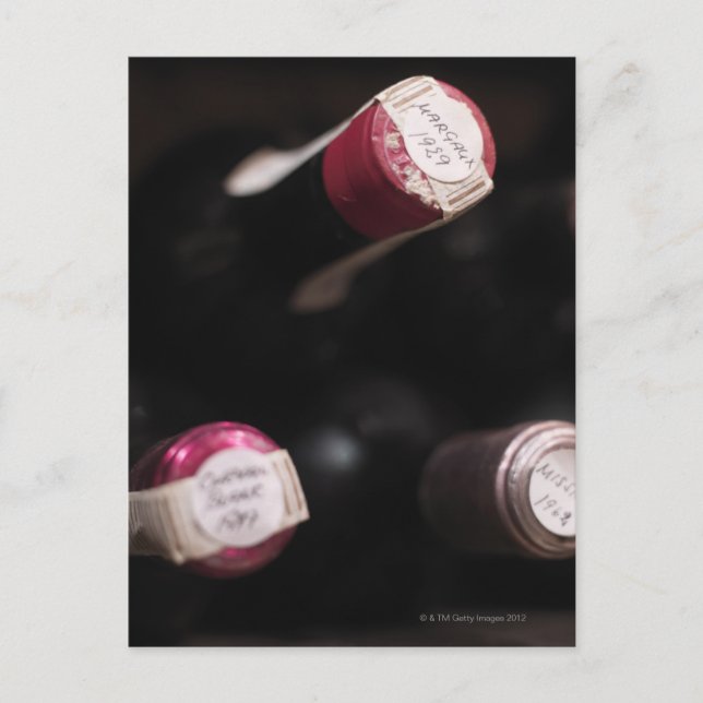 Bottles of wine, close-up, Sweden. Postcard (Front)