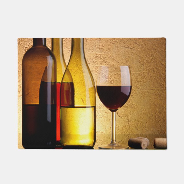 Bottles of Wine, Glass and Corks Doormat (Front)