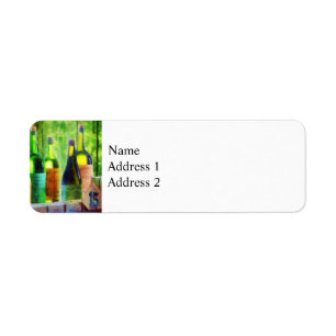 Bottles of Wine Near Window Return Address Label