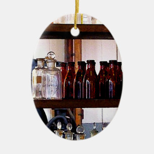 Bottles on Shelves Ceramic Ornament