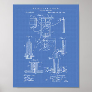 Bottling machine 1890 Patent Art - Blueprint Poster