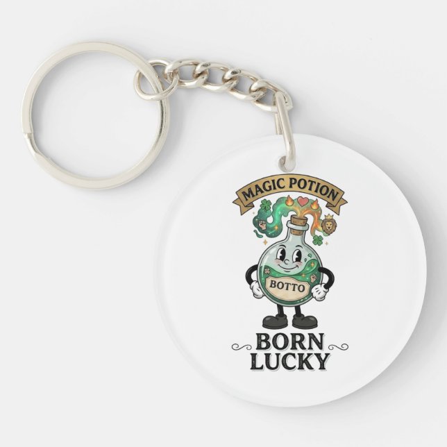 Botto Born Lucky Magic Potion Retro Cartoon Mascot Key Ring (Front)