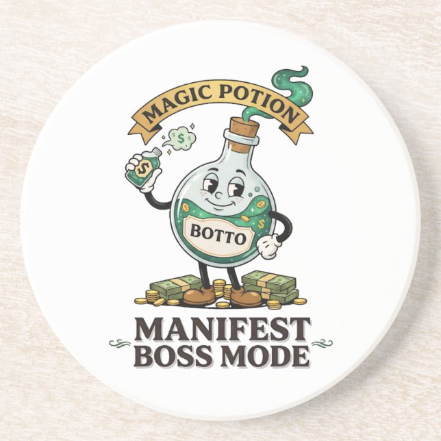 Botto Manifest Boss Mode Retro 1930s Cartoon Potio Coaster (Front)
