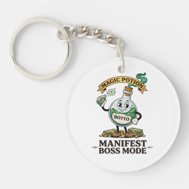 Botto Manifest Boss Mode Retro 1930s Cartoon Potio Key Ring (Front)