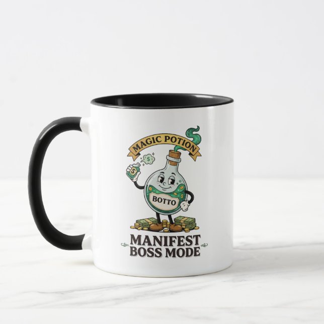 Botto Manifest Boss Mode Retro 1930s Cartoon Potio Mug (Left)