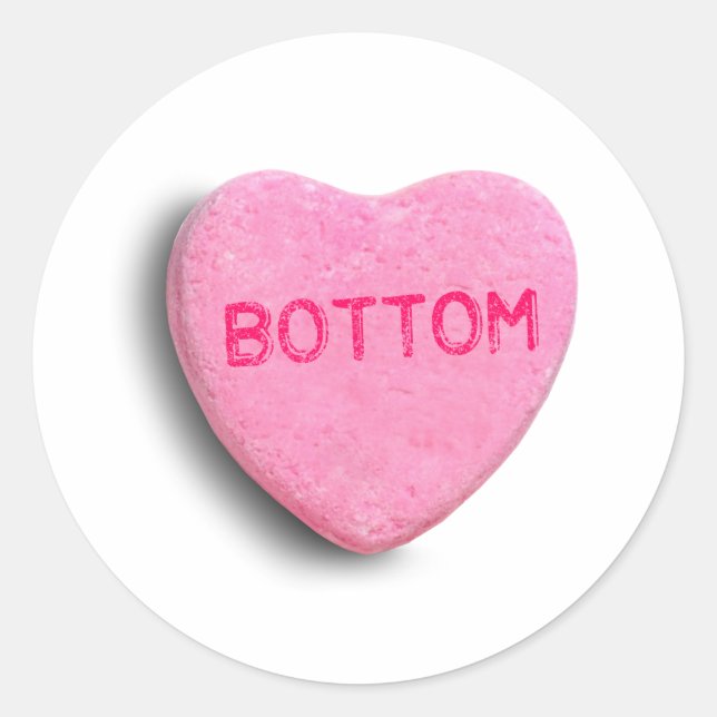Bottom Candy Heart Classic Round Sticker (Front)