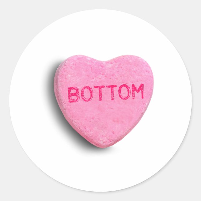 Bottom Candy Heart Classic Round Sticker (Front)