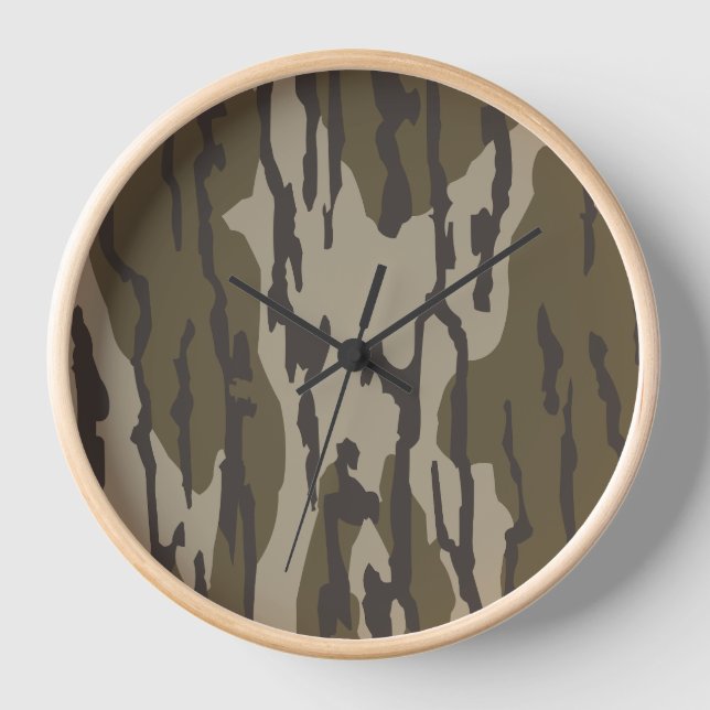 Bottom Lands Camo for Men Hunting Apparel Gear Clock (Front)