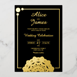 Bottom Mandala Elegant Black Gold Foil Wedding
