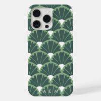 Bottom Monogram Initials Green Vintage Pattern