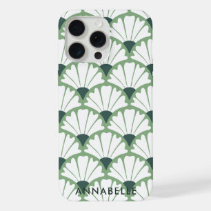 Bottom Monogram Name Green Vintage Pattern iPhone 15 Pro Max Case