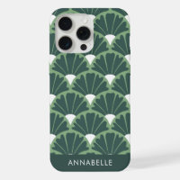 Bottom Monogram Name Green & White Vintage Pattern