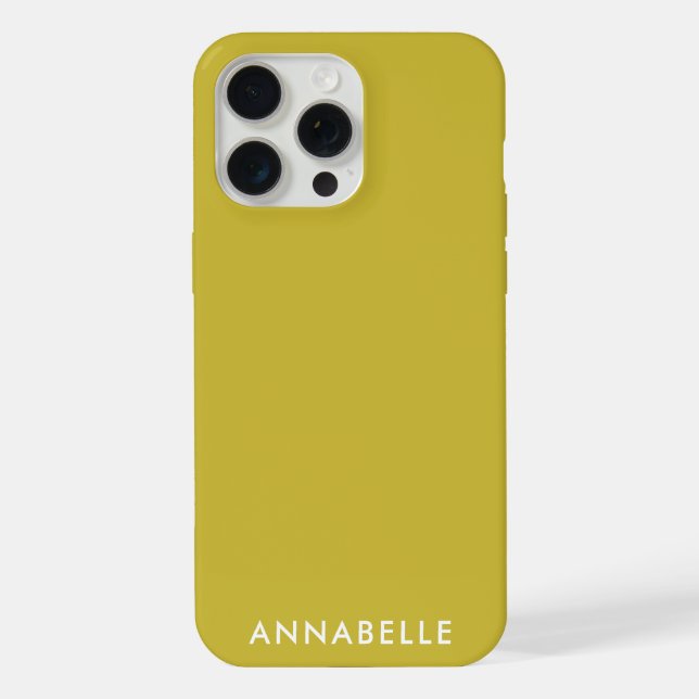 Bottom Monogram Name Olive Green Minimalist iPhone Case (Back)