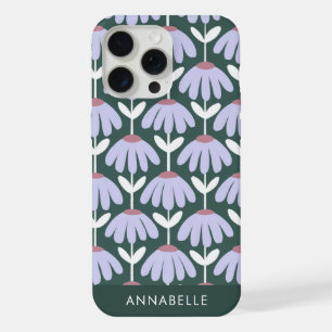 Bottom Monogram Name Sea Green Vintage Floral iPhone 15 Pro Max Case