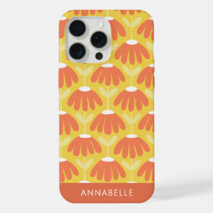 Bottom Monogram Name Yellow/Orange Vintage Floral iPhone 15 Pro Max Case