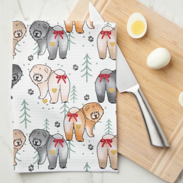 BOTTOM OF MY HEART 5 chow colors  Tea Towel (Creator Uploaded)