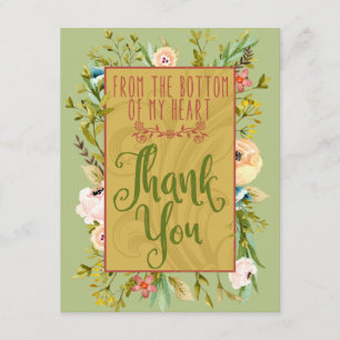 Bottom of My Heart Floral Thank You Card