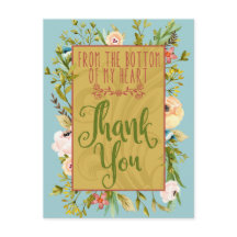 Bottom of My Heart Floral Thank You Postcard
