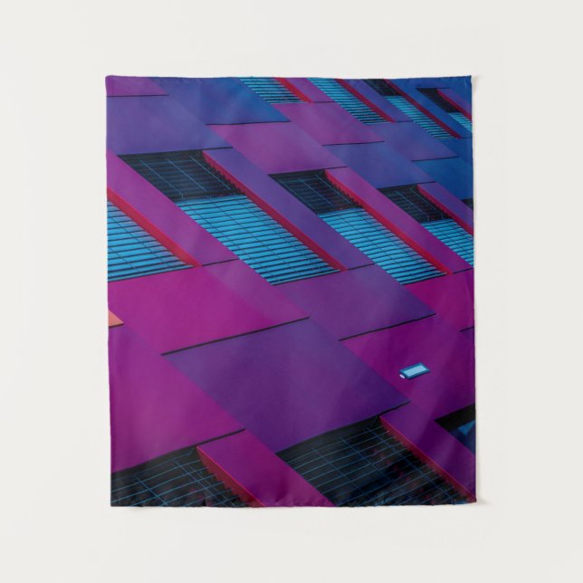 Bottom view of purple building tapestry (Front)