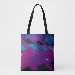 Bottom view of purple building tote bag