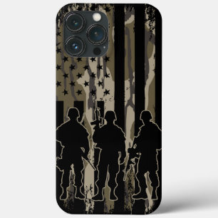 Bottomland Camo American Flag & Soldiers iPhone 13 Pro Max Case