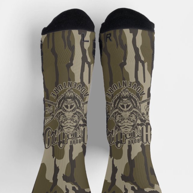 Bottomland Camo Boar Hunting Wild Boar Socks (Top)