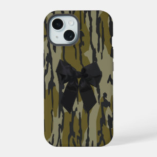 Bottomland Camo Cute Bow Ribbon for Women & Girls iPhone 15 Case