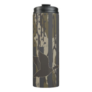 Bottomland Camo Duck Hunting American Flag USA Thermal Tumbler