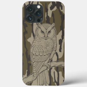 Bottomland Camo Owl on Branch vintage iPhone 13 Pro Max Case