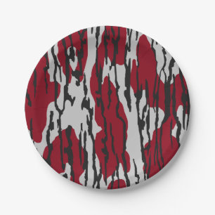 Bottomland Camo red and White pattern boys girls Paper Plate