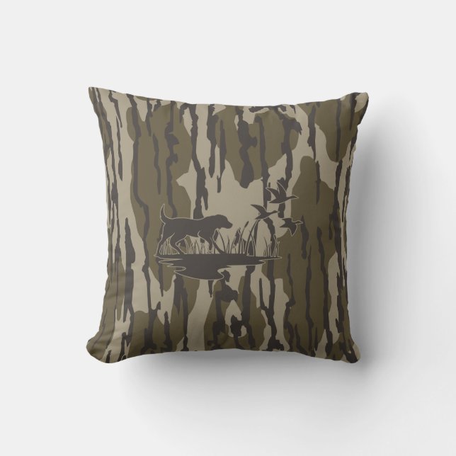 Bottomland Camo Skin Dog and Ducks Cushion (Front)
