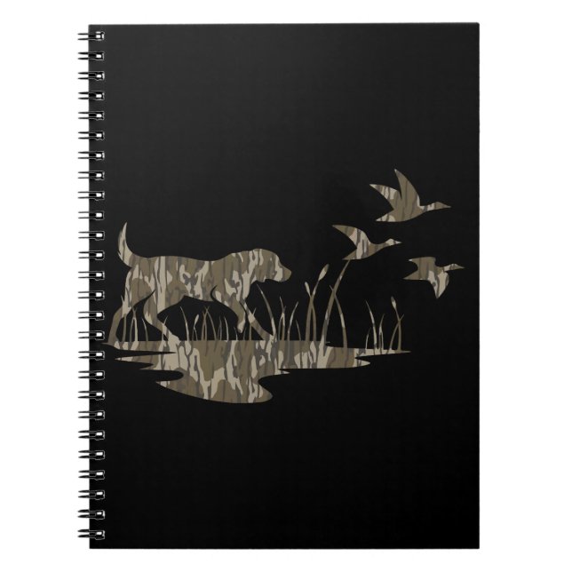 Bottomland Camo Skin Dog and Ducks Notebook (Front)