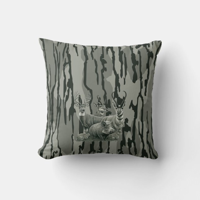 Bottomland Camo Whitetail Deer Mule Deer Pronghorn Cushion (Front)