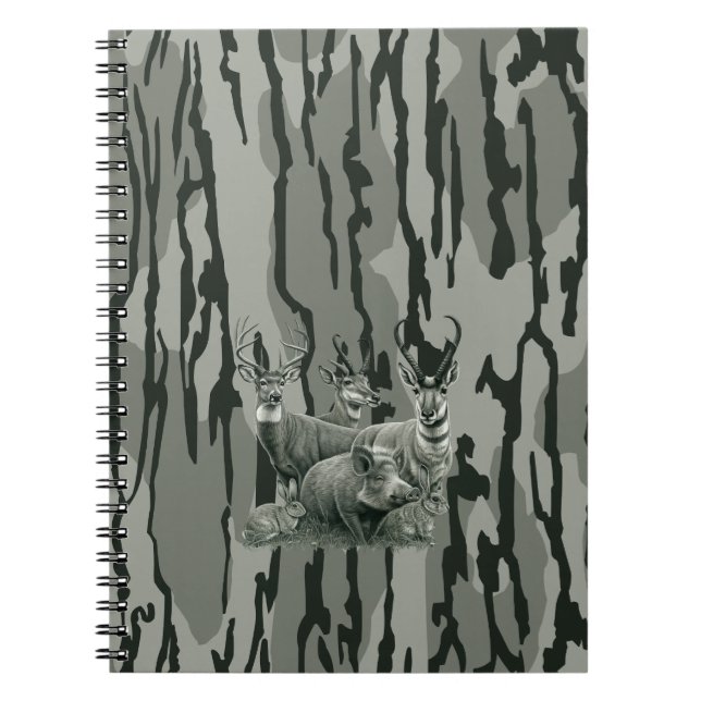 Bottomland Camo Whitetail Deer Mule Deer Pronghorn Notebook (Front)