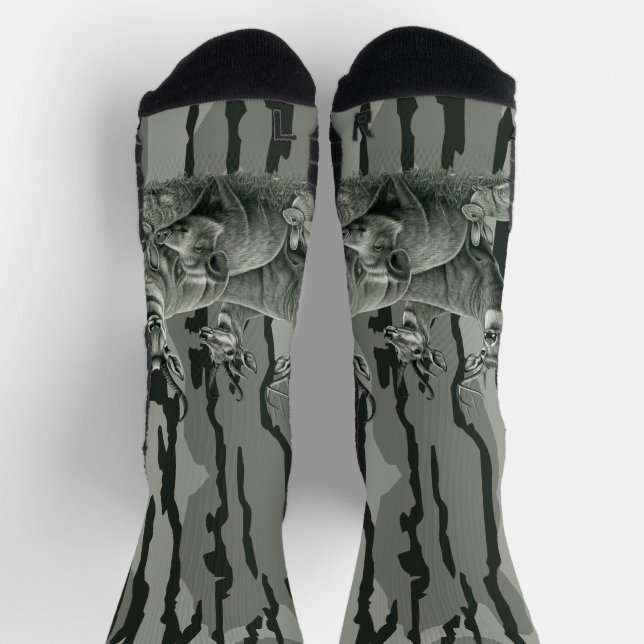 Bottomland Camo Whitetail Deer Mule Deer Pronghorn Socks (Top)