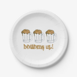 Bottoms Up! Beer Mug St. Patrick's Day Oktoberfest Paper Plate