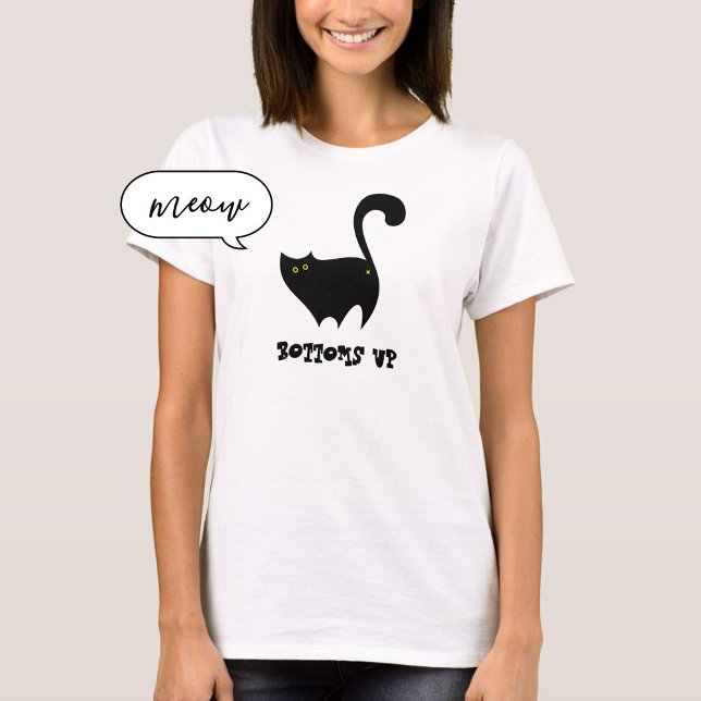 Bottoms Up Black Cat Cute Funny Cheeky Cartoon  T-Shirt (Creator Uploaded)