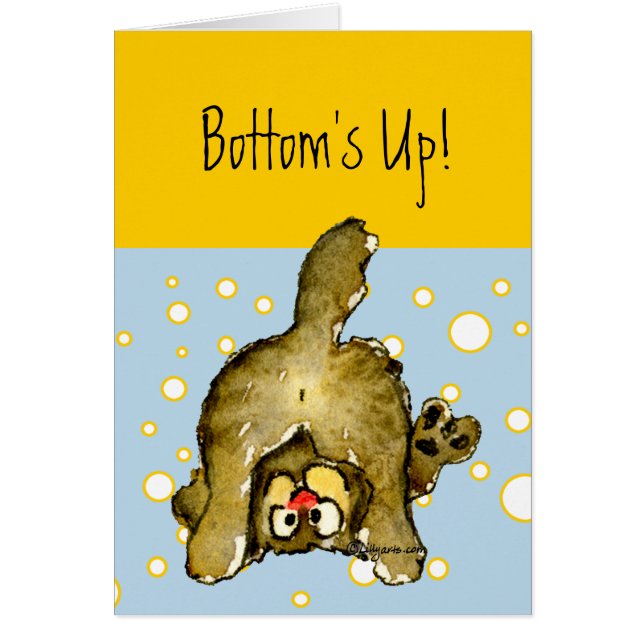 Bottom's Up Cartoon Cat Card (Front)