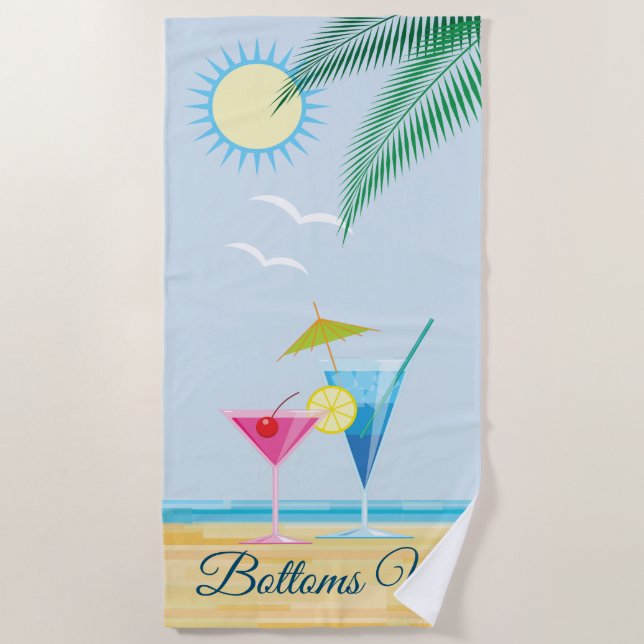 Bottoms Up Cocktail Beach Towel (Front)