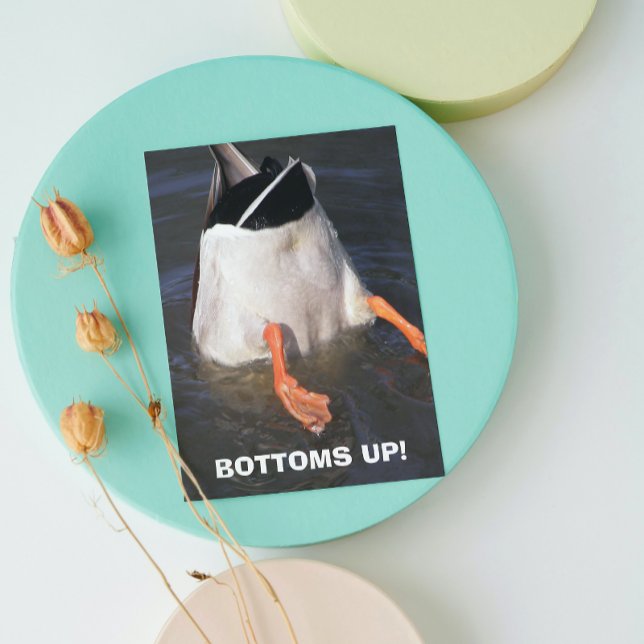 Bottoms Up Dunking Duck Funny Birthday Card (In Situ)